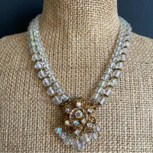 Vintage DEMARIO NY AB Crystal Beaded Necklace.